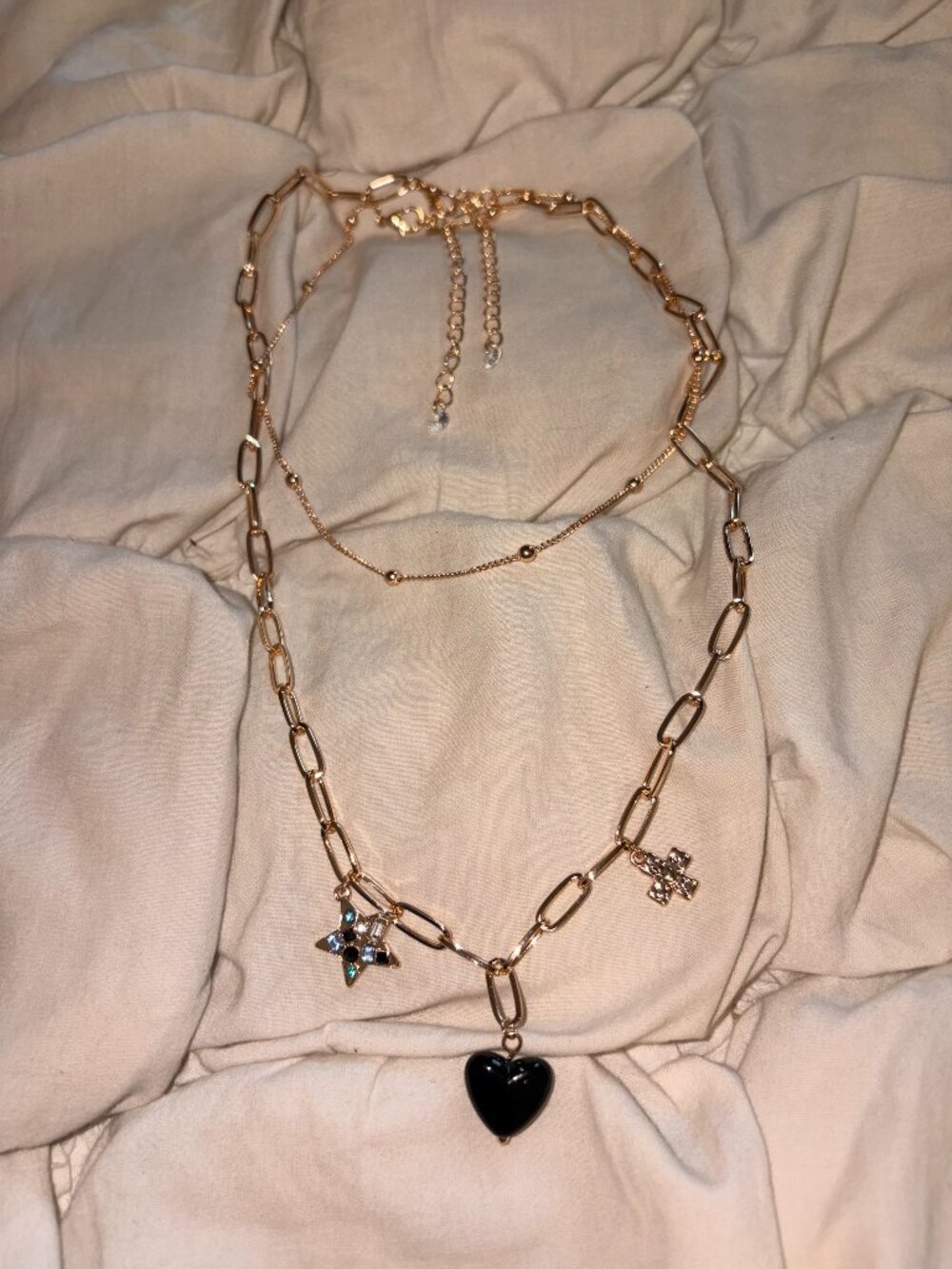 Vintage Free People Whimsigoth Gold Crescent Moon Celestial Pendant Necklace